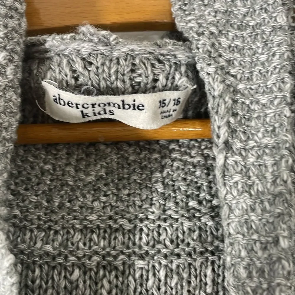 Abercrombie & Fitch Kids Gray Knit Open Cardigan/Duster w Hood Size 15/16 - Picture 3 of 6